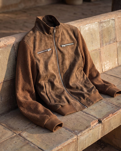 Augusto Suede-Finish Mixed-Material Jacket