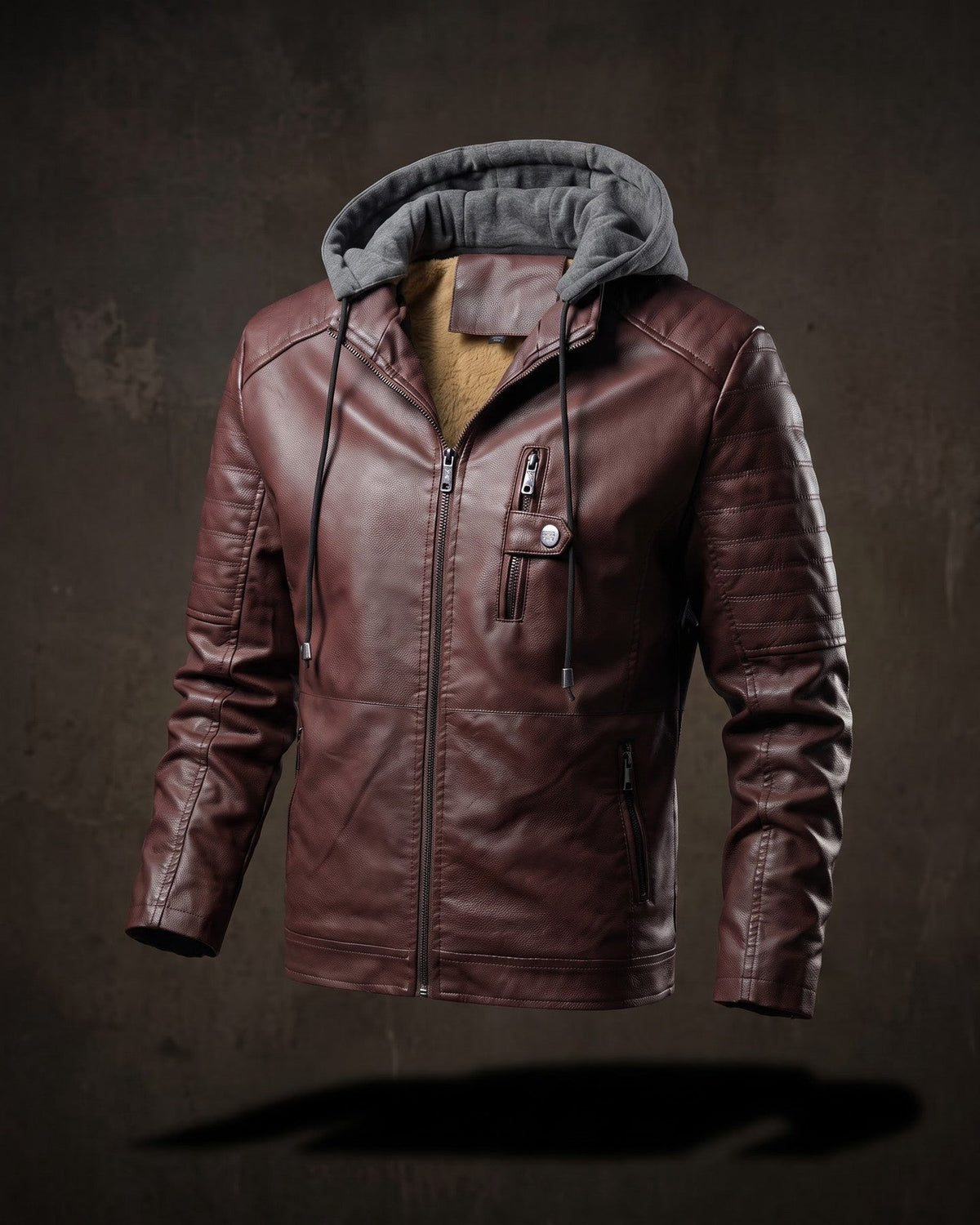 Eugenio Leather Hooded Jacket