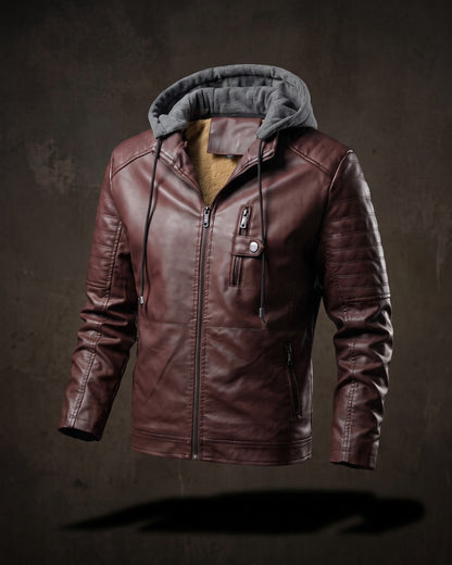 Eugenio Leather Hooded Jacket
