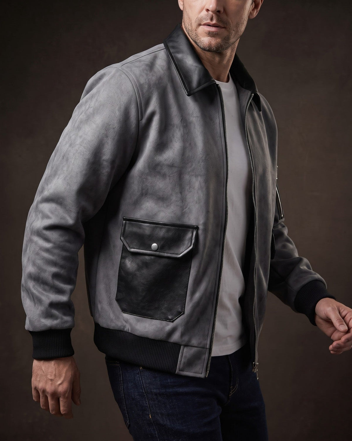 Moreno Suede-Look Bomber Jacket