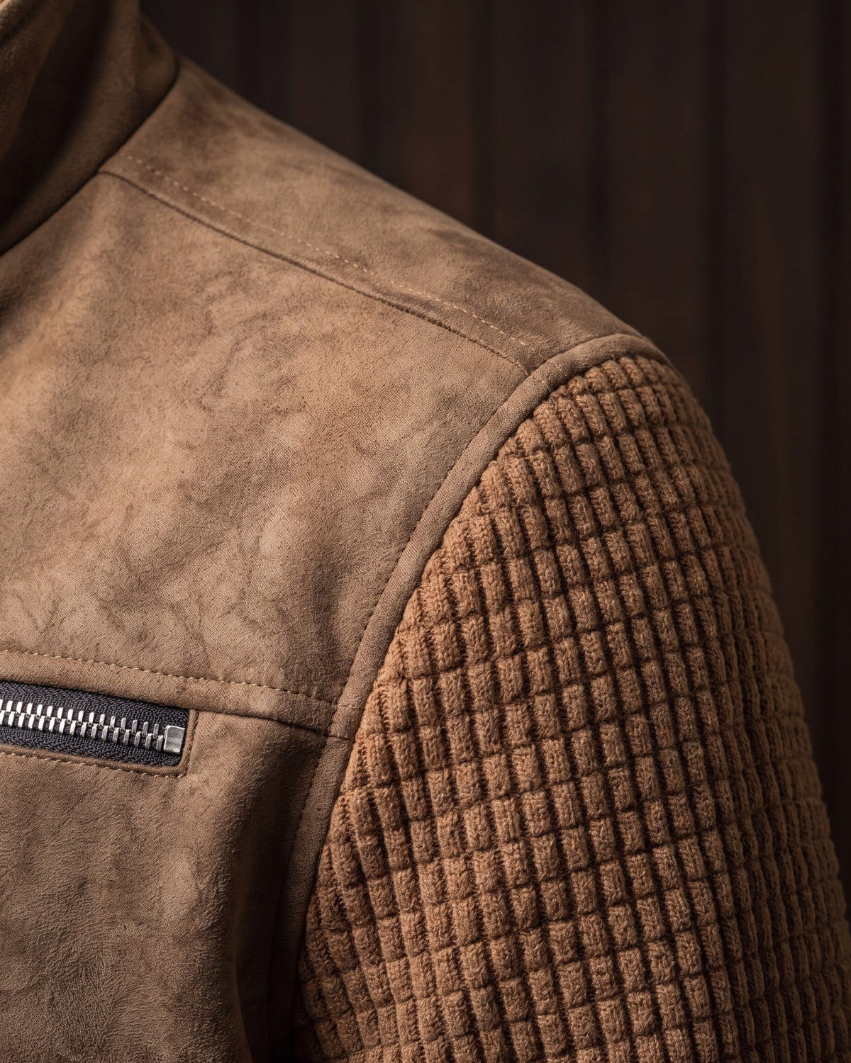 Augusto Suede-Finish Mixed-Material Jacket