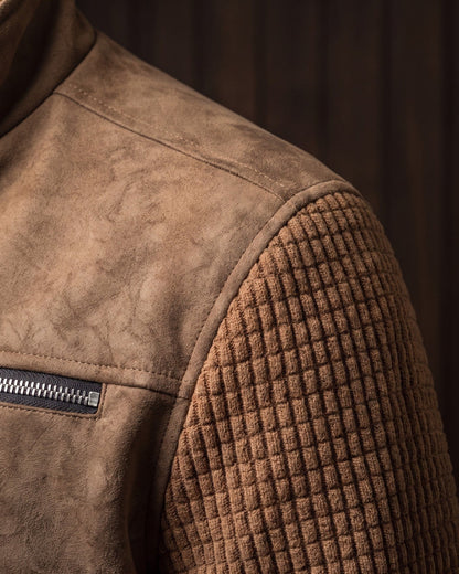 Augusto Suede-Finish Mixed-Material Jacket