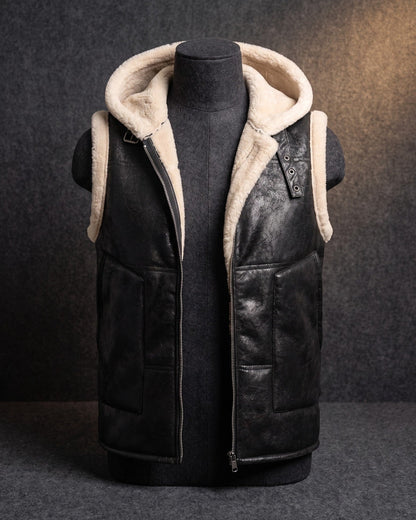 Leandro Faux Leather Sherpa Vest