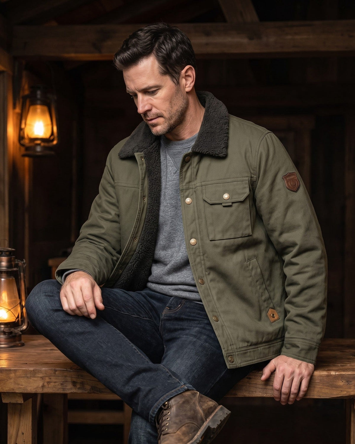 Ermanno Sherpa-Lined Canvas Jacket