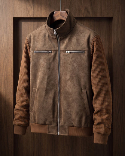 Augusto Suede-Finish Mixed-Material Jacket