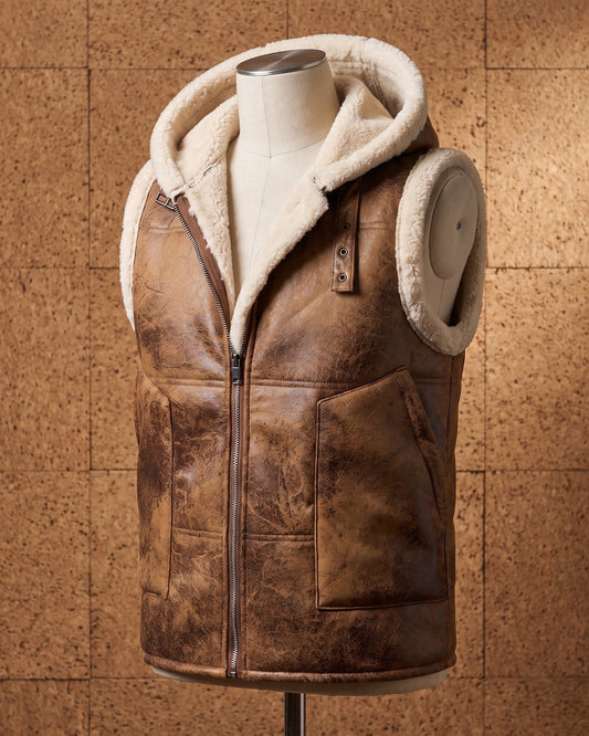 Leandro Faux Leather Sherpa Vest