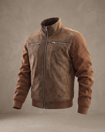Augusto Suede-Finish Mixed-Material Jacket