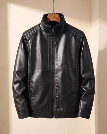 Hugo Faux Leather Shearling-Collar Jacket