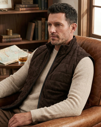 Vicente Quilted Suede Vest