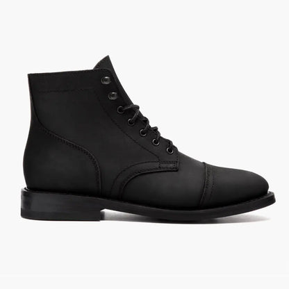 The Hayes Cap-Toe Boot — Matte Black