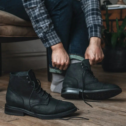 The Hayes Cap-Toe Boot — Matte Black